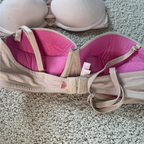 Lot of 3 Pink Victoria Secret Bras 34 c blue nude tan push up - Picture 6 of 12